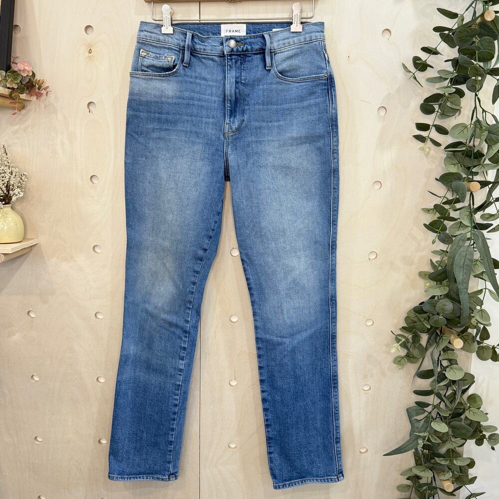 FRAME Le Sylvie Slender Straight Leg Jeans Size 28 Alamitos Light Wash Denim - Picture 12 of 12